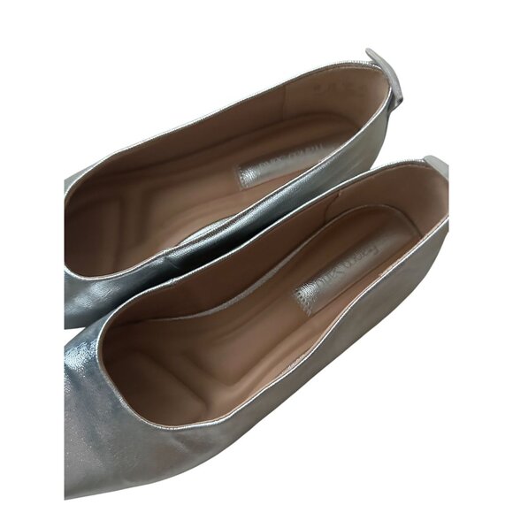 FRANCO SARTO Silver Leather Dress Flats Size 9 - Picture 8 of 10